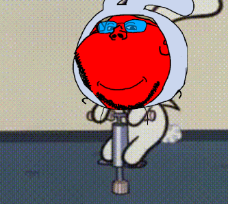 impish soyak ears, 1soyjak, animal, animated, bald, blue glasses, bunny, bunny ears, cartoon, closed mouth