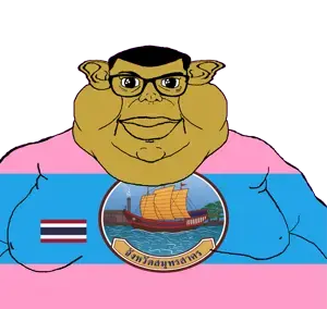 brandon, branigger, 1soyjak, brown skin, building, closed mouth, ear, factory, fat, flag