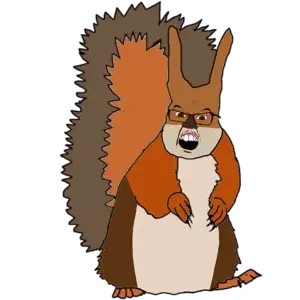 feraljak, feralsquirrel, squirreljak, 1soyjak, american red squirrel, angry, animal, bald, big ears, brown eyes