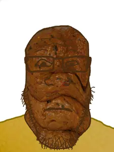 markiplier soyjak, neutralplier, 1soyjak, bald, brown eyes, brown glasses, brown skin, closed mouth, front view, half body