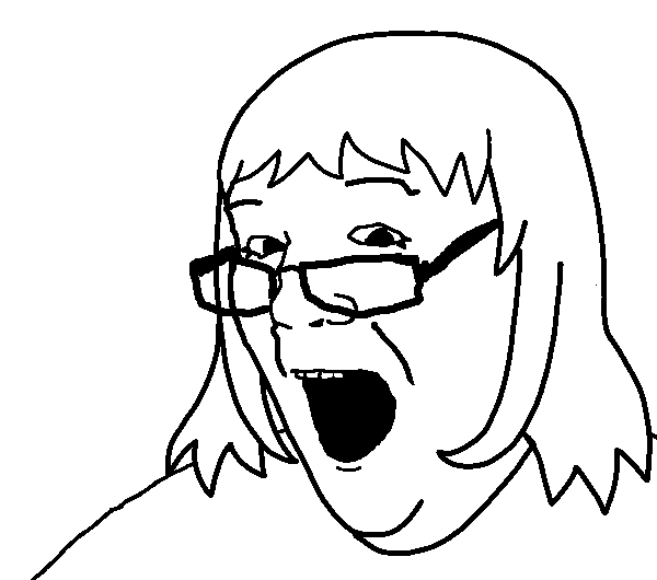burnsjak, female burnsjak, foidjaks, 1soyjak, chin, double chin, eyelashes, female, foid, glasses