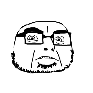 cobson, olgolstein, 1soyjak, bald, black eyes, closed mouth, front view, glasses, looking at you, open eyes