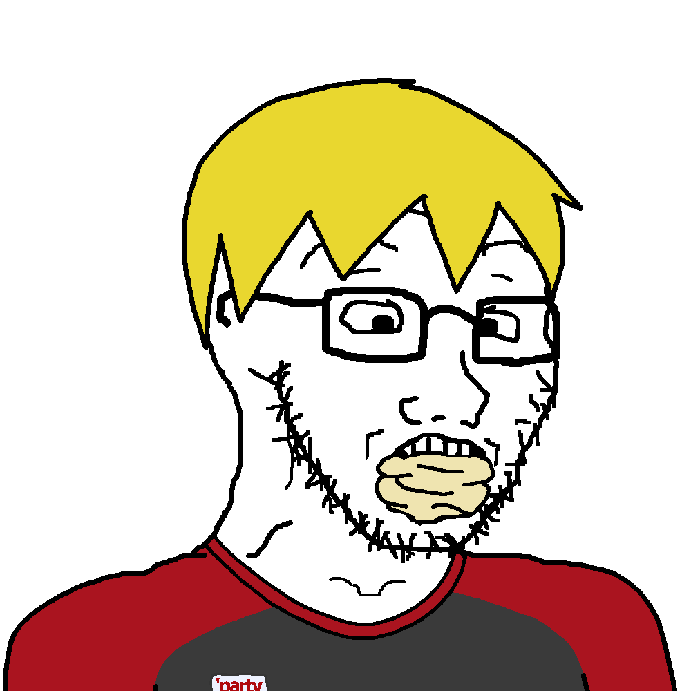 evil anomaly, nate higgers, soyak, natejak, 1soyjak, black eyes, blonde hair, clothes, gag, gag sequence