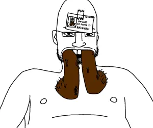 bbc walrus, 1soyjak, bald, bbc, black eyes, black hair, brown skin, dildo, ears, eyes