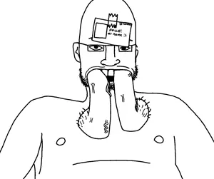 bbc walrus, 1soyjak, bald, black eyes, black hair, blank, dildo, ears, eyes, fat