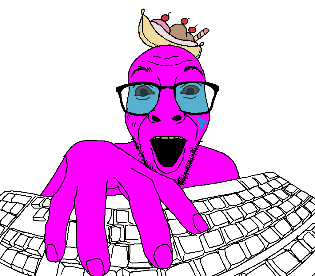 darren, 1soyjak, bald, banana split, bloodshot eyes, blue glasses, britbong, brown eyes, faggot, front view