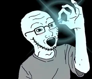 soyak, 1soyjak, animated, bald, black background, clothes, gem, glasses, glowing, holding object