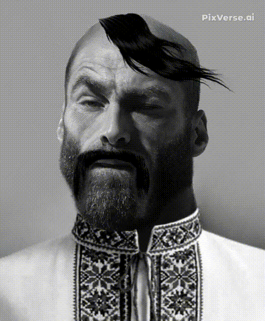 gigachad, 1soyjak, beard, black eyes, black hair, buff, drone, dying, explosion, forelock