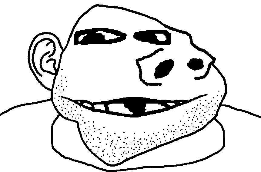 impish soyak ears, arkansasjak, 1soyjak, arkansas, bald, big eyes, big nose, black outline, black outlines, chin