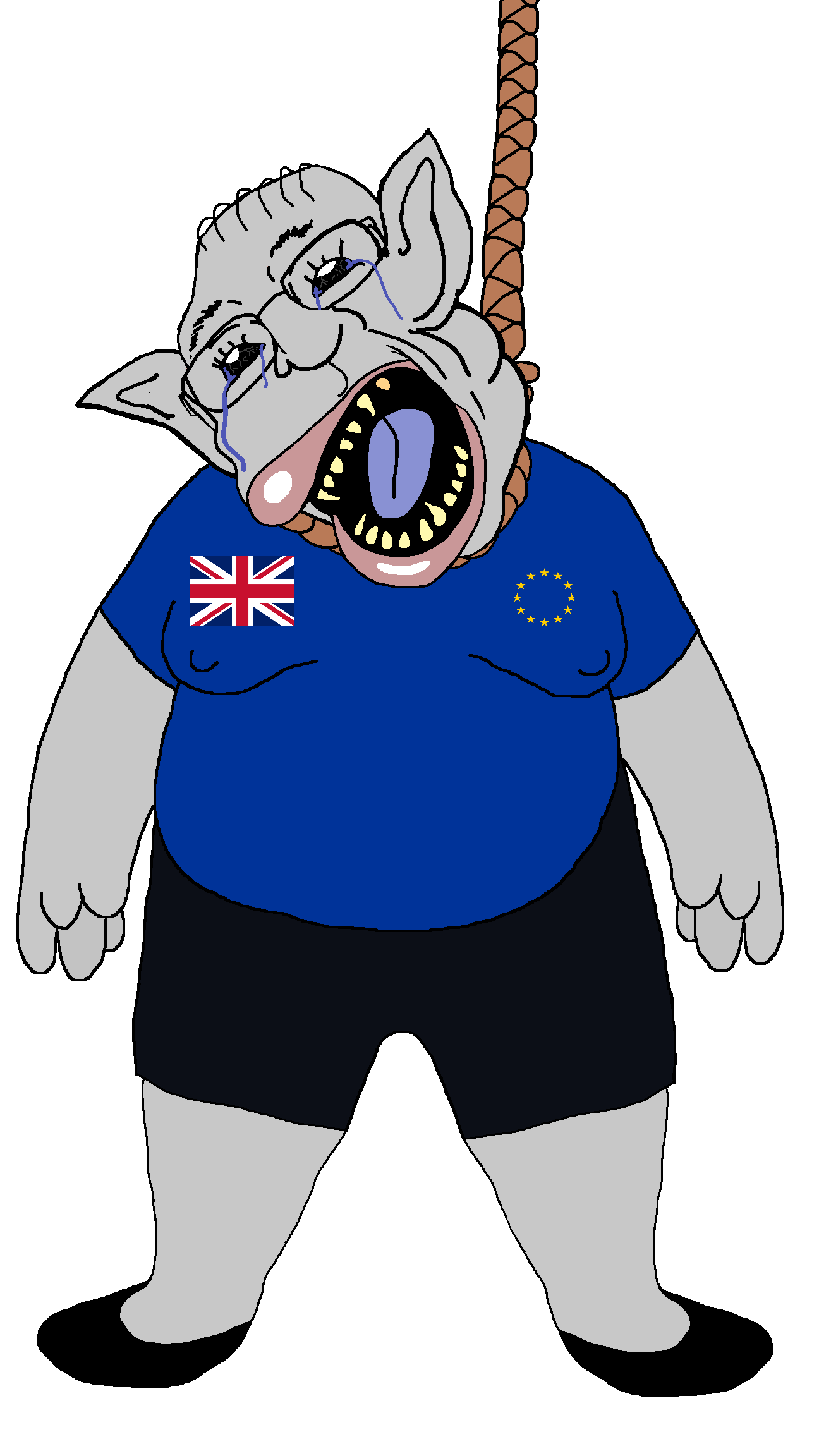 bernd, ackmutt, hanging troonjak, troonjak, amerimutt, ack, big lips, black eyes, black shorts, blue shirt