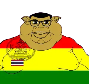 brandon, branigger, 1soyjak, brown skin, closed mouth, ear, fat, flag, full body, glasses