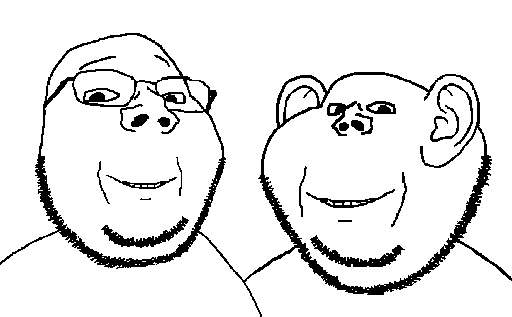 gapejak, impish soyak ears, jolly soyak ears, wholesome soyjak, wholyjak, imp & gape, bald, beard, black eyes, ear