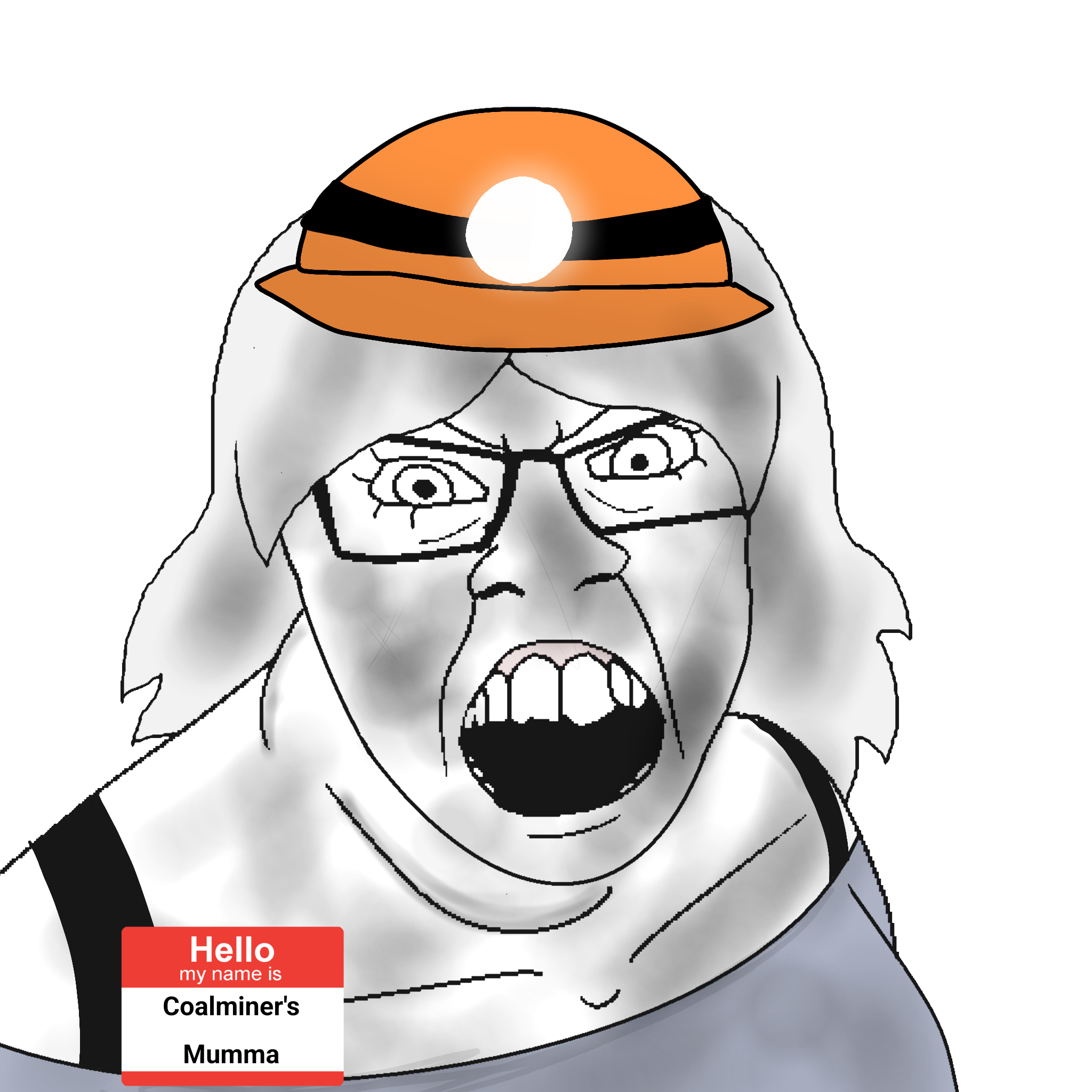 coalminer's mumma, feraljak, female feraljak, femjak, foidjaks, angry, bra strap, dirty, dirty clothes, female