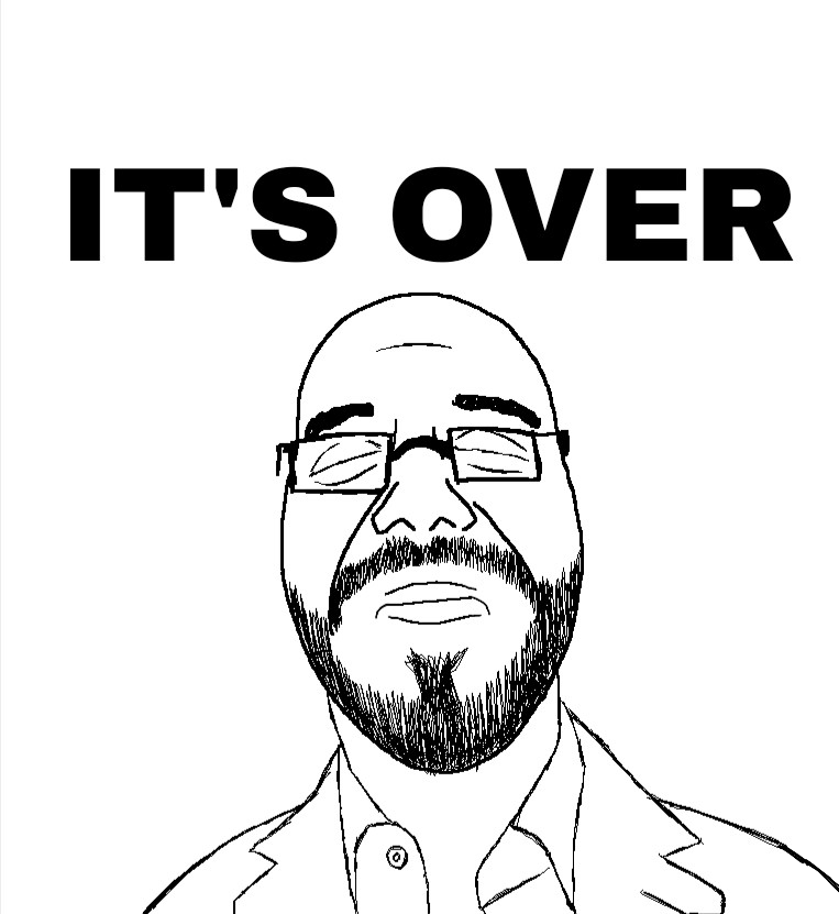 bukelejak, its over, 1soyjak, almost full body, bald, beard, bukele, closed eyes, closed mouth, clothes