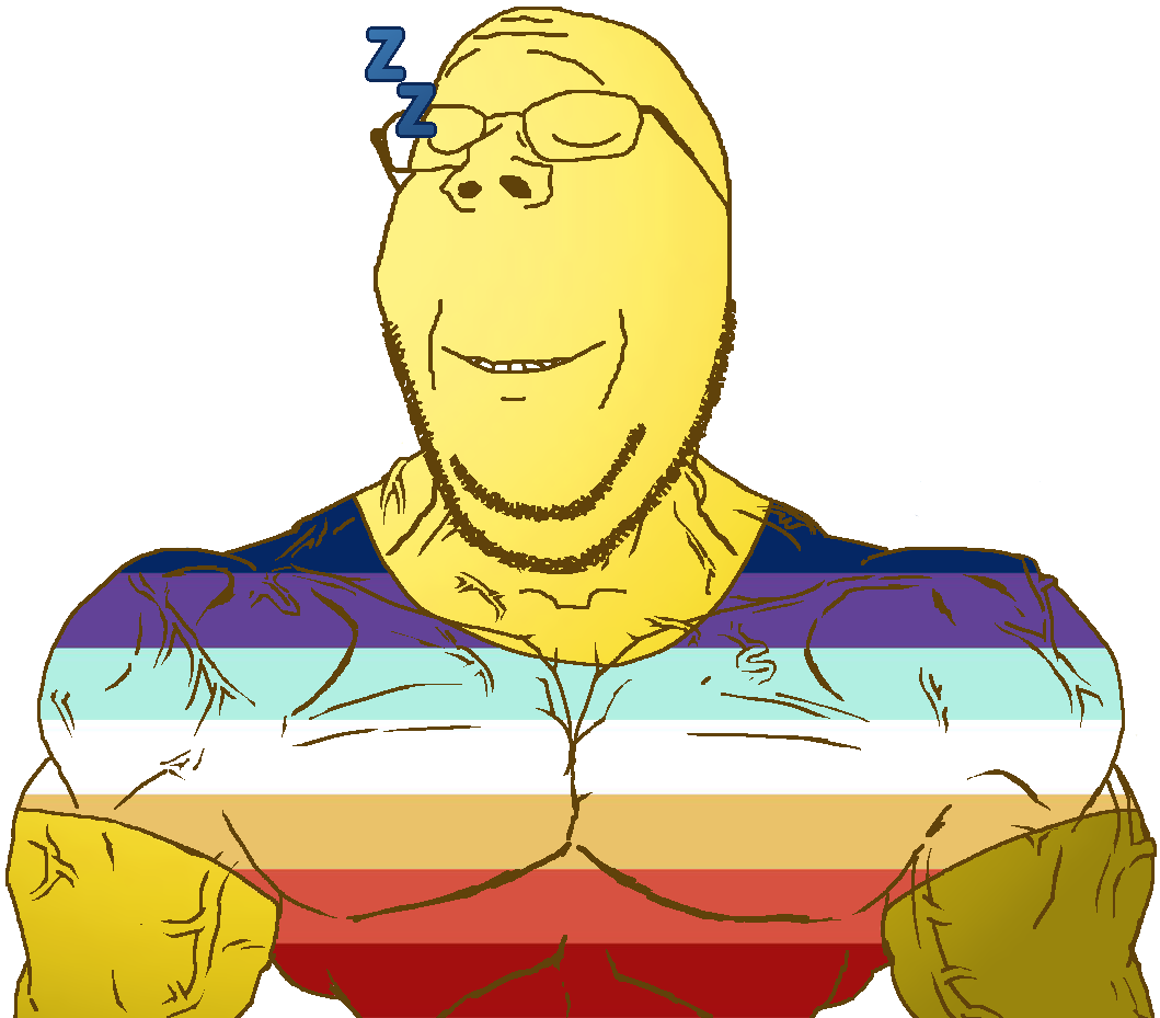 chudjak, gapejak, chudjak front, muscular chud, 1soyjak, asleep, bald, buff, closed eyes, closed mouth