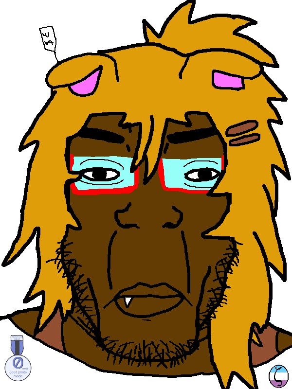 chudjak, markiplier soyjak, chudplier, esl pedo league, 0 good posts made, 1soyjak, blonde hair, blue glasses, bra strap, brown skin