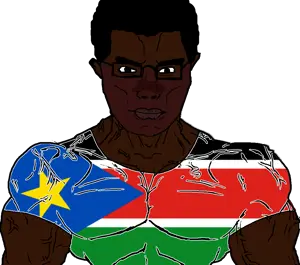 chudjak, chudjak front, muscular chud, africa, afro, bandage, black skin, buff, flag, hair