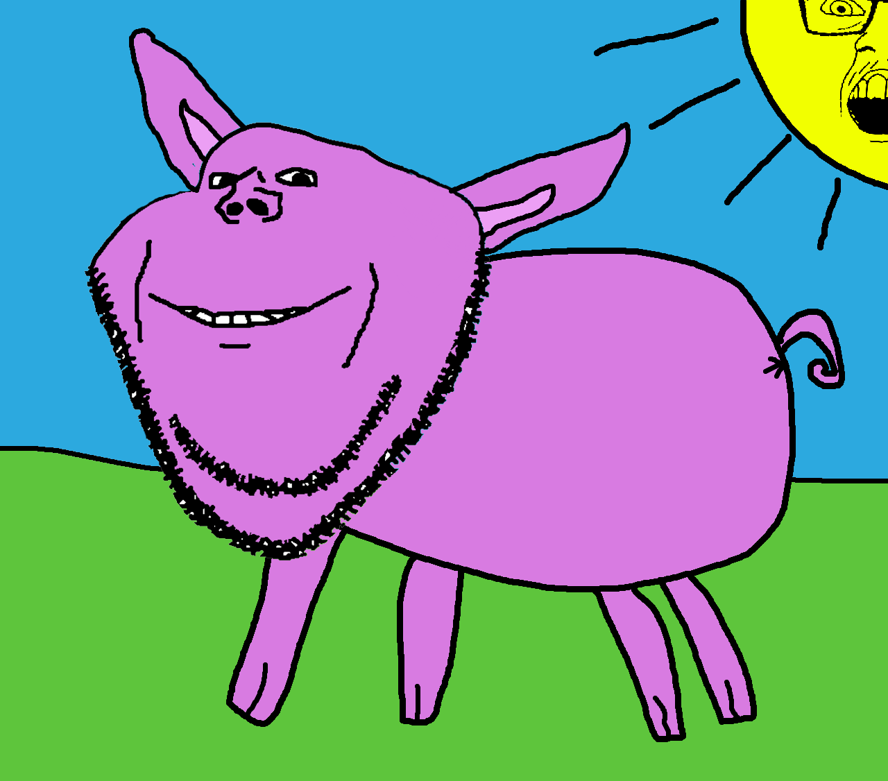 feraljak, impish soyak ears, 2soyjaks, angry, animal, bald, blue sky, drawn background, fat, glasses