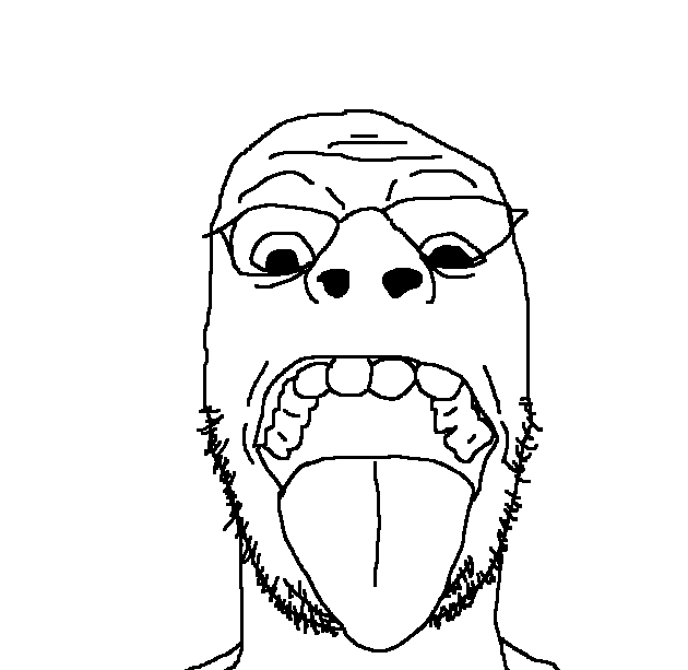 wazajak, 1soyjak, bald, front view, glasses, looking at you, open eyes, open mouth, portrait, skinny