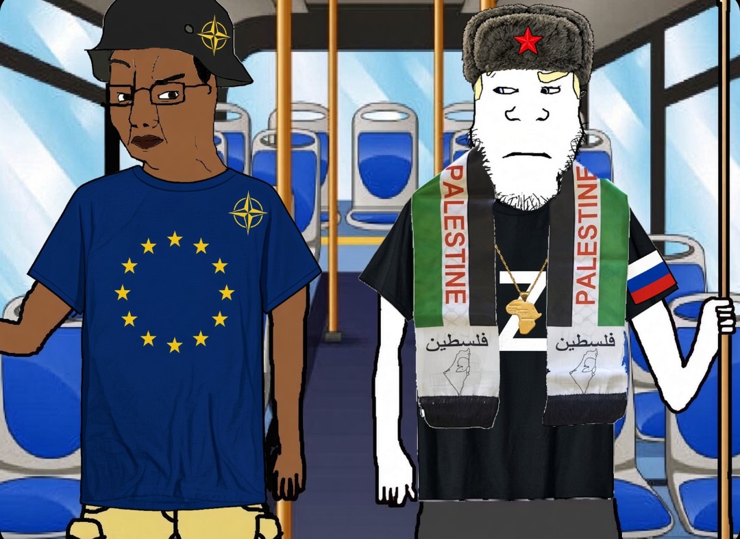 chudjak, markiplier soyjak, neutralplier, aryan, 2soyjaks, a10 eyes, africa, almost full body, arabic text, blonde hair