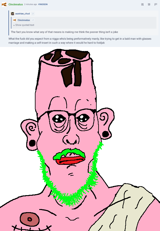 cobbert2, 1soyjak, bald, big lips, black eyes, cincinnati, cinnamon, cinnamon stick, closed mouth, ear