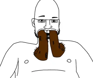 bbc walrus, 1soyjak, bald, balls, black eyes, dildo, ears, eyebrows, fat, front view
