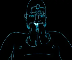 bbc walrus, 1soyjak, b b king, bald, balls, bbghast, bbghast lost, bbghast won, black background, black eyes