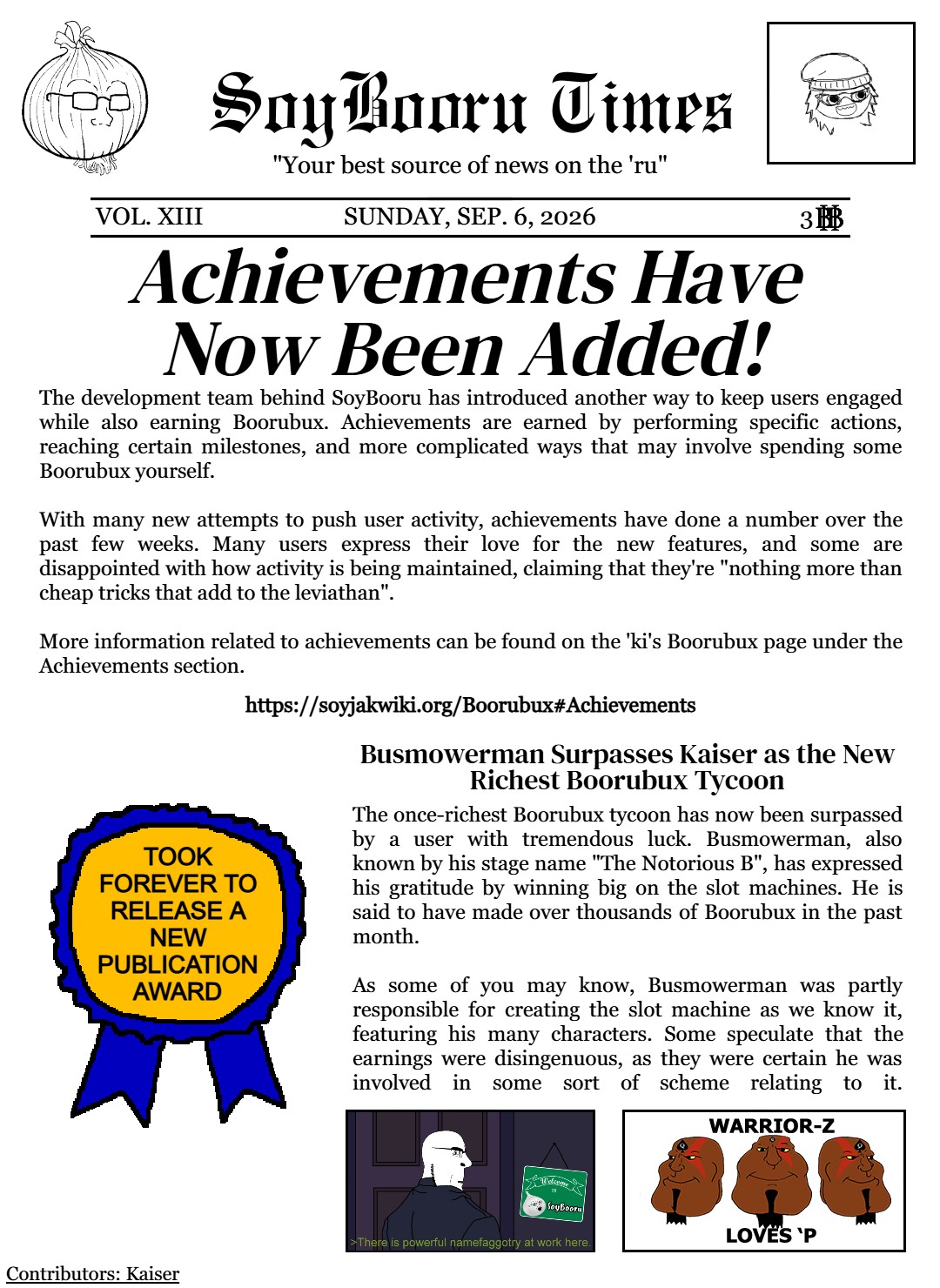Volume XIII, fourteenth publication of the SoyBooru Times. If you'd like to include future advertisements, please let me know in the dedicated SBT thread. The fee is currently 10 Boorubux, and…