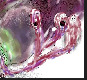 cobson, gapejak, weirdpenis, alien, black eyes, blood, blood from nose, closed mouth, dyspenis, dysprosium