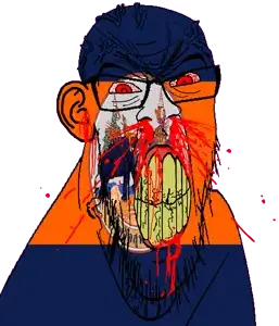 feraljak, feralrage, 1soyjak, angry, animal, bald, battle, blood, bloodshot eyes, clenched teeth