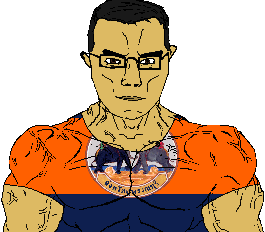 chudjak, chudjak front, muscular chud, 1soyjak, animal, arm, battle, brown eyes, brown skin, buff