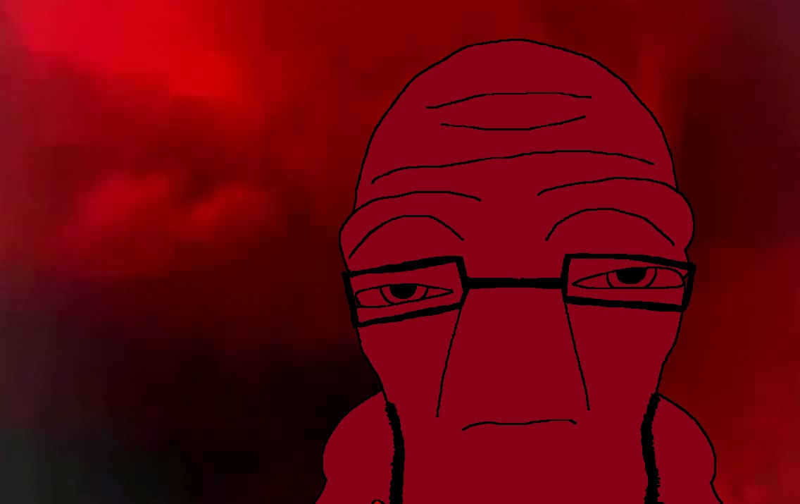 cephalopod soyjak, 1soyjak, bald, black eyes, closed mouth, creepy, creepypasta, front view, glasses, horror