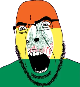 cobson, 1soyjak, airavata, angry, animal, bald, building, bushy eyebrows, elephant, flag