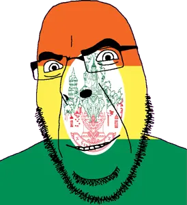 cobson, 1soyjak, airavata, animal, bald, building, bushy eyebrows, elephant, flag, garuda
