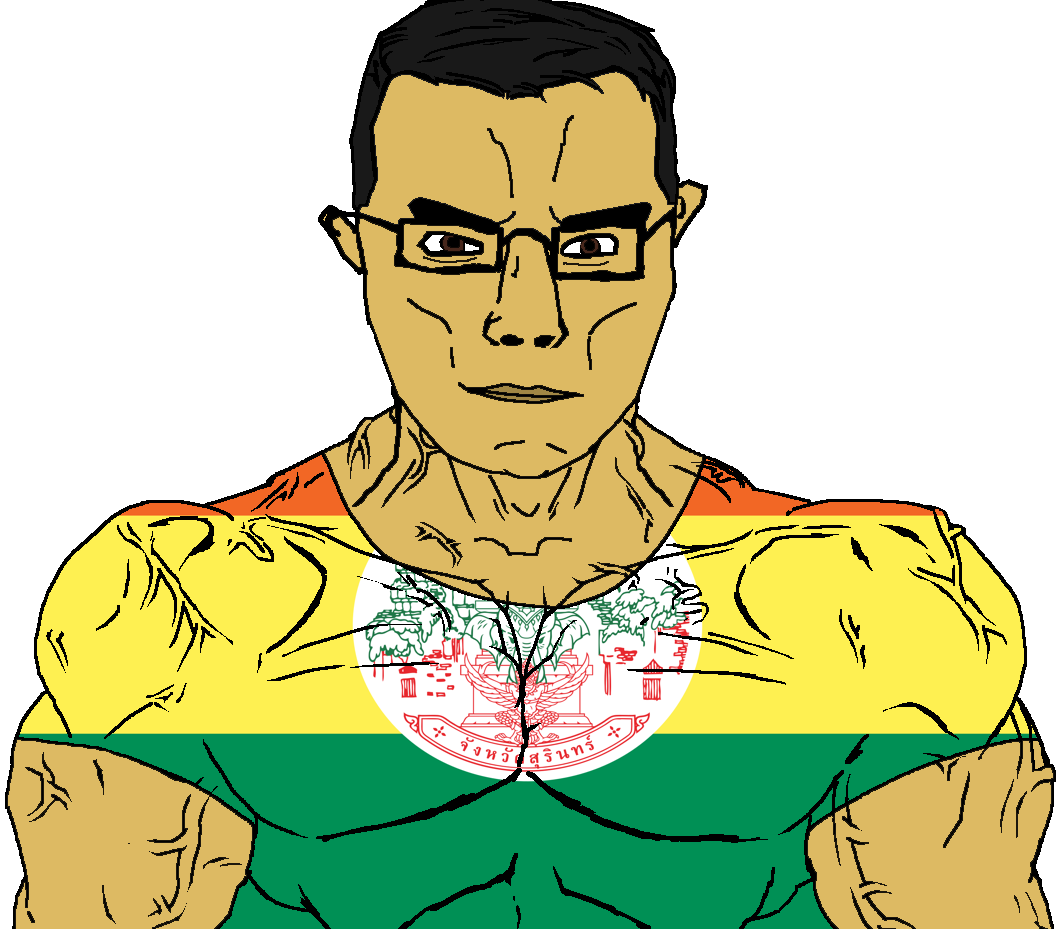 chudjak, chudjak front, muscular chud, 1soyjak, airavata, animal, arm, brown eyes, brown skin, buff