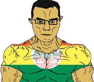chudjak, chudjak front, muscular chud, 1soyjak, airavata, animal, arm, brown eyes, brown skin, buff