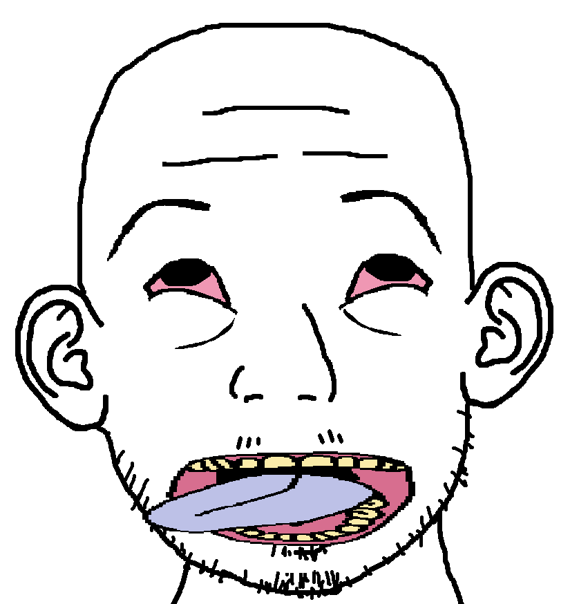bernd, satoko, 1soyjak, bald, black eyes, crazed, ears, front view, looking up, no glasses