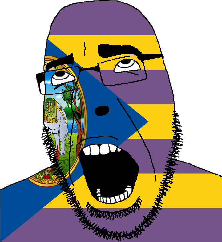 cobson, 1soyjak, ahegao, angry, animal, bald, bushy eyebrows, elephant, flag, full body