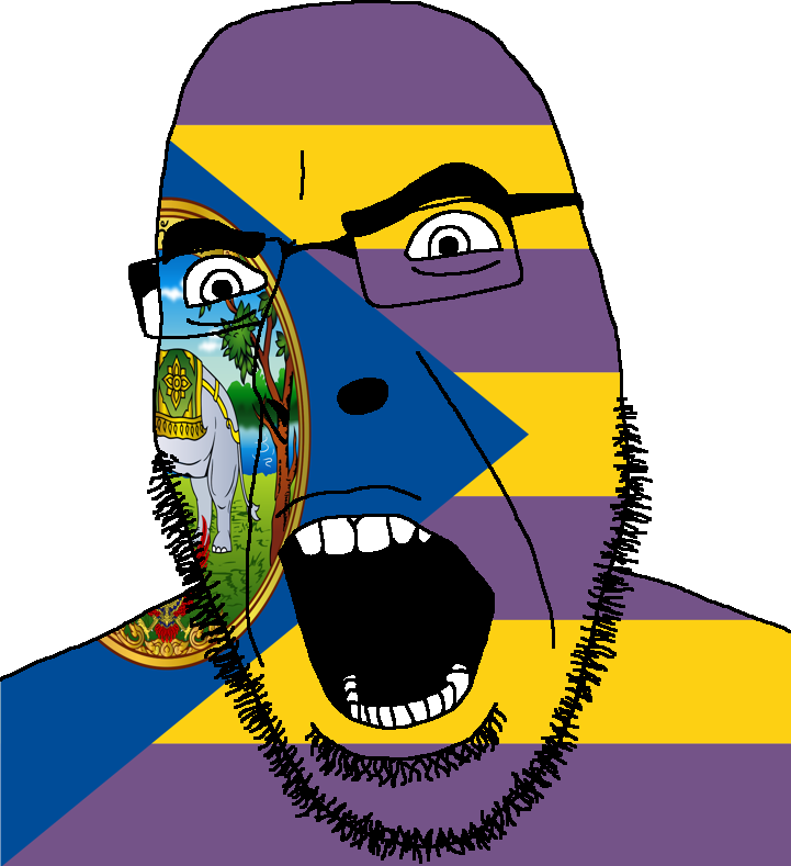 cobson, 1soyjak, angry, animal, bald, bushy eyebrows, elephant, flag, full body, garuda