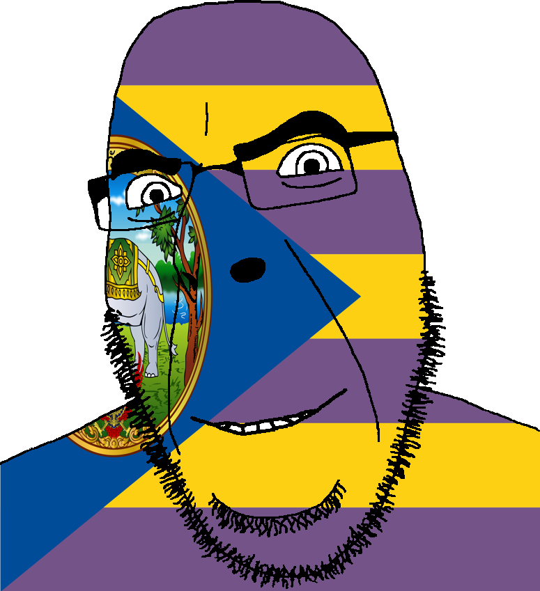 cobson, 1soyjak, animal, bald, bushy eyebrows, elephant, flag, full body, garuda, glasses
