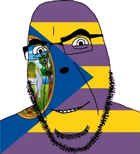 cobson, 1soyjak, animal, bald, bushy eyebrows, elephant, flag, full body, garuda, glasses
