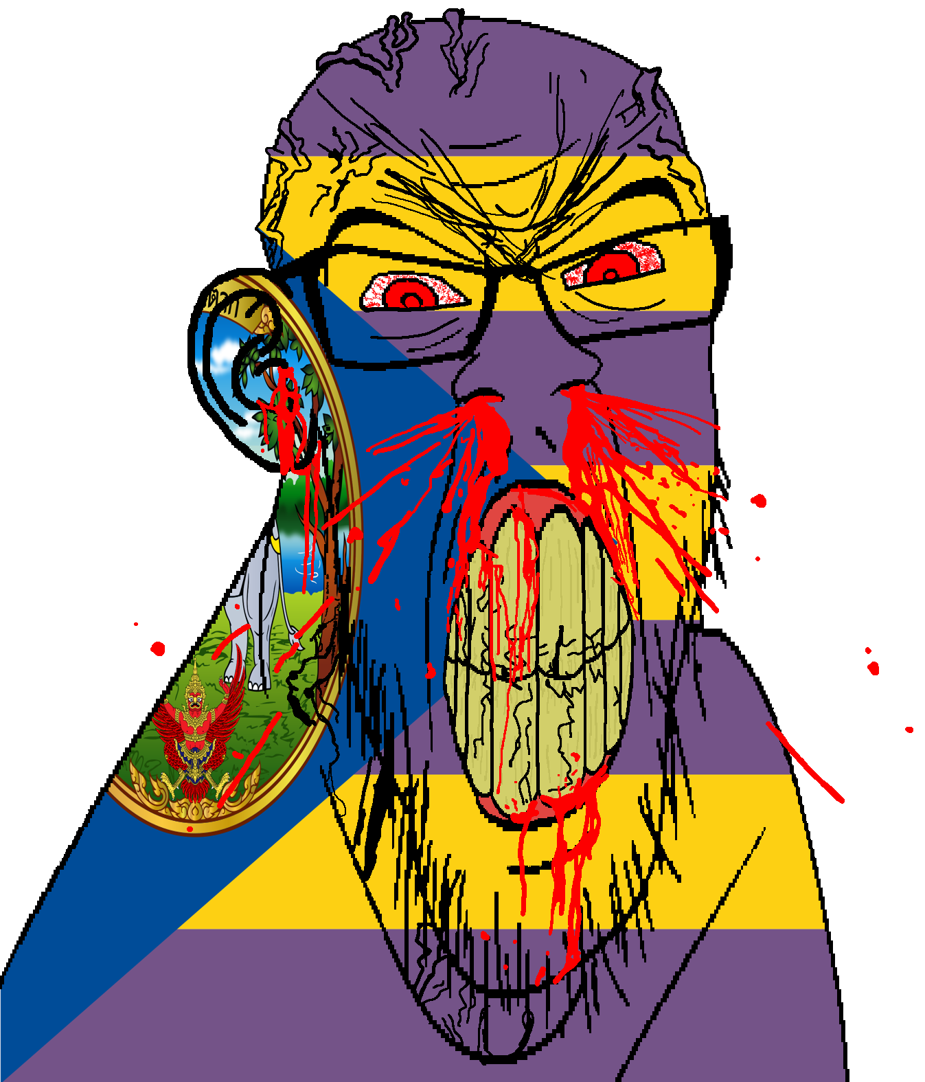 feraljak, feralrage, 1soyjak, angry, animal, bald, blood, bloodshot eyes, clenched teeth, cracked teeth