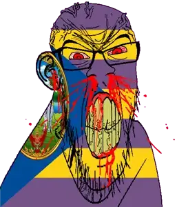 feraljak, feralrage, 1soyjak, angry, animal, bald, blood, bloodshot eyes, clenched teeth, cracked teeth