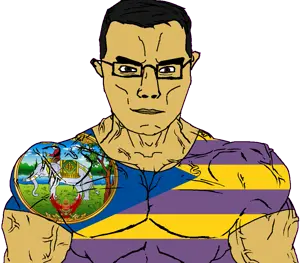 chudjak, chudjak front, muscular chud, 1soyjak, animal, arm, brown eyes, brown skin, buff, closed mouth