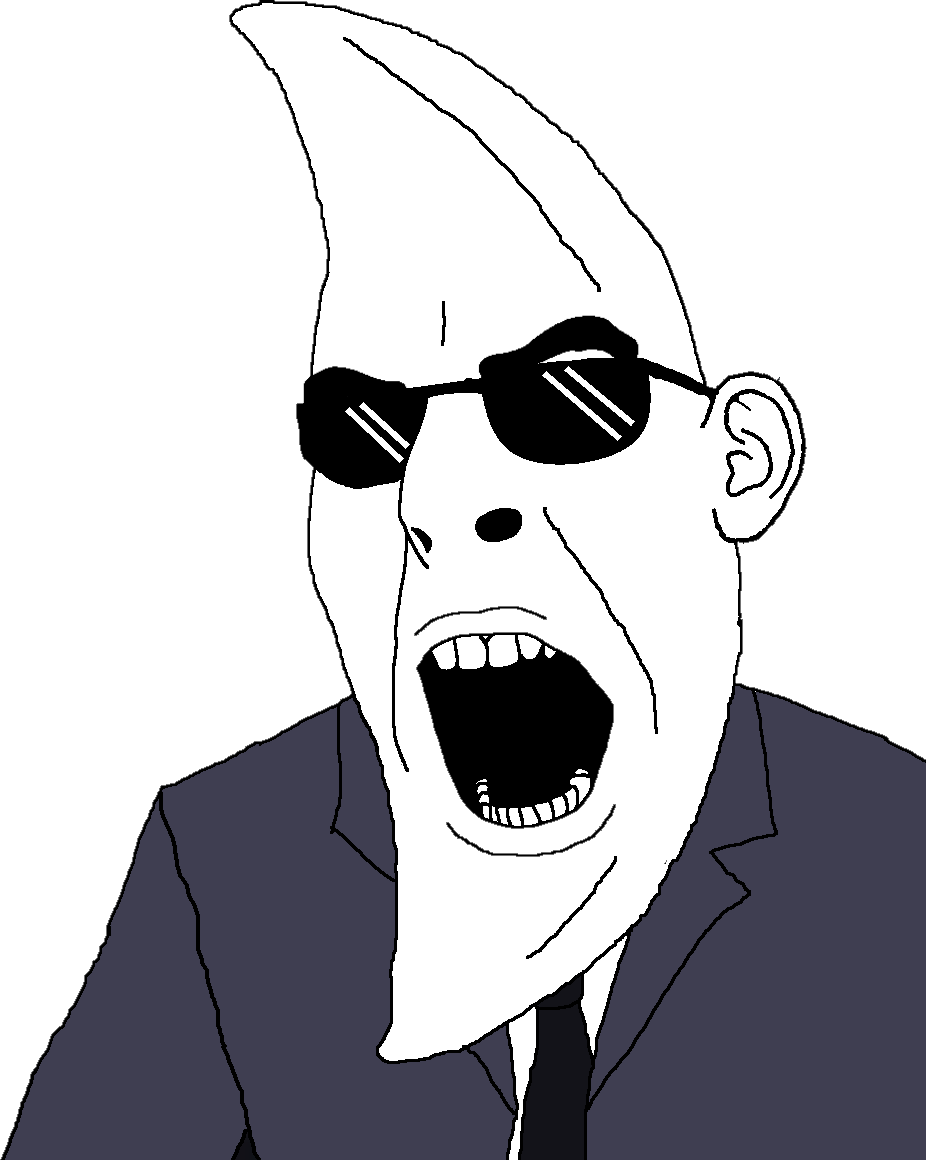 moonman, cobson, 1nas, 1soyjak, angry, black tie, blue shirt, closed eyes, ear, glasses