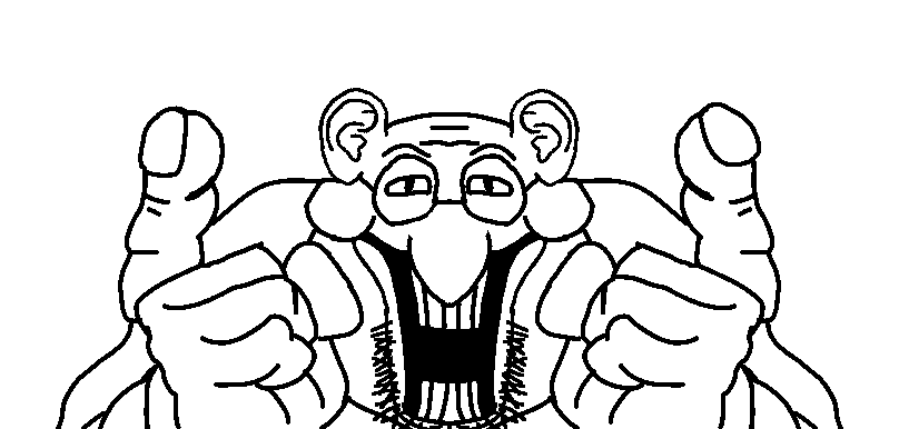 spamton g. spamton, soyjak neo, 1soyjak, bald, big nose, ear, fat, forehead lines, front view, glasses