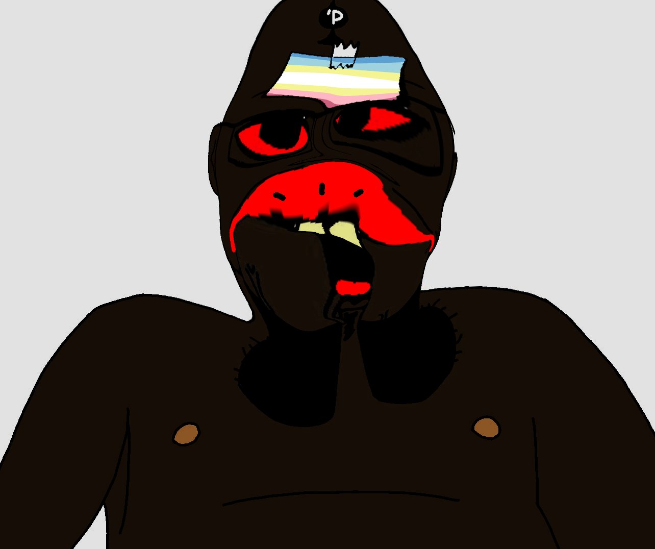 bbc walrus, jartycuck, 1soyjak, bald, bbc, big lips, black eyes, black skin, card, dildo