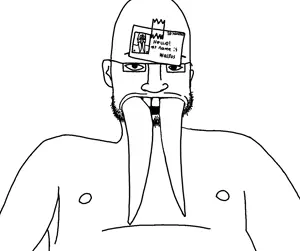 bbc walrus, 1soyjak, bald, black eyes, card, ears, eyes, fat, front view, glasses
