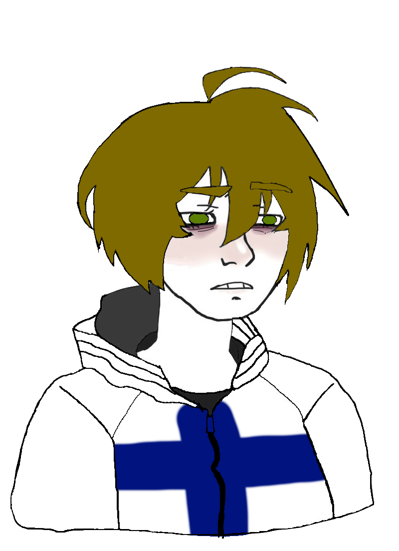 doomer wojak, twinkjak, wojak, 1soyjak, brown hair, finland, front view, green eyes, hair, half body