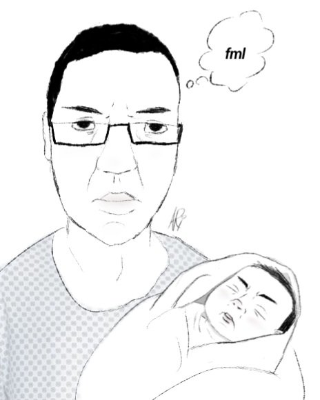 chudjak, patrick, 1soyjak, baby, black eyes, black hair, closed eyes, closed mouth, front view, frown